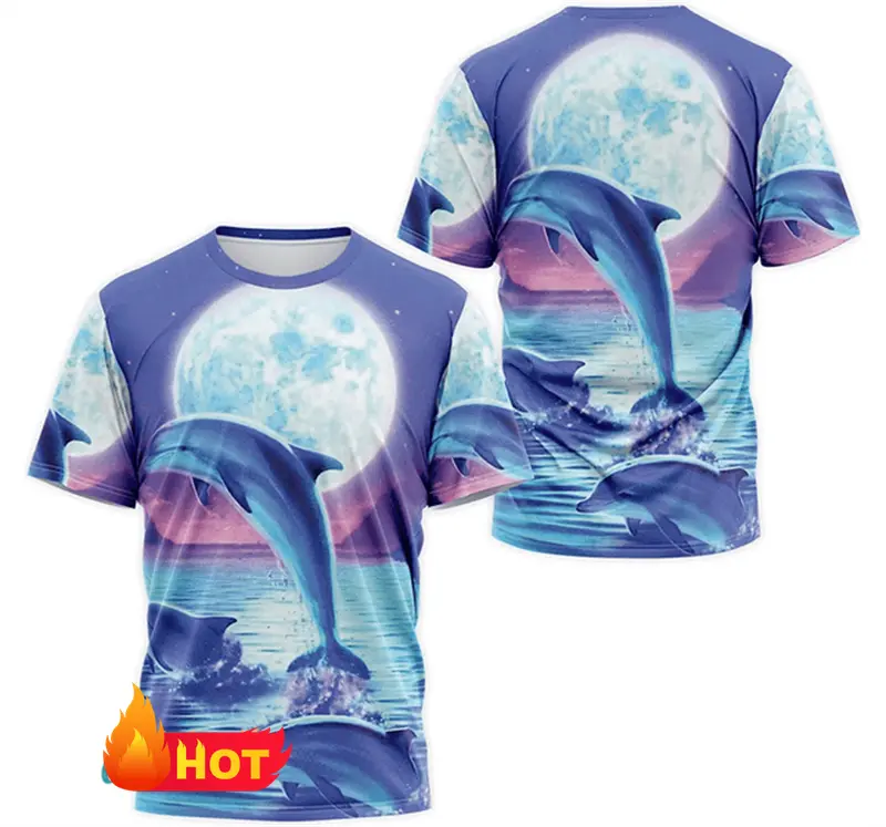 Trendy 3d Print Dolphin Animal Graphic T-shirt For Men And Women Summer Fashion Casual T Shirt Personality Round Neck Tees Tops
