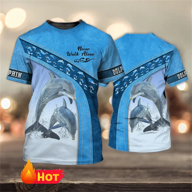 Trendy 3d Print Dolphin Animal Graphic T-shirt For Men And Women Summer Fashion Casual T Shirt Personality Round Neck Tees Tops