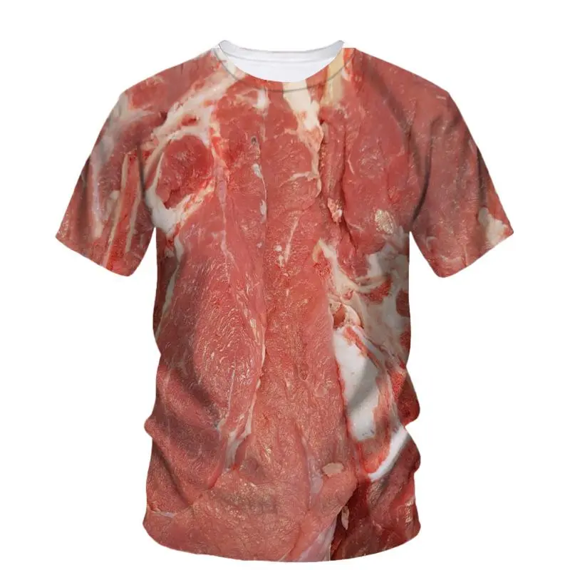 3d Print Beef Meat Graphic T Shirt Men Fashion Summer Oversizled T-Shirt Personality Street Casual Tops Tees Y2k Unisex Clothes