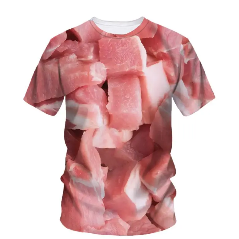 3d Print Beef Meat Graphic T Shirt Men Fashion Summer Oversizled T-Shirt Personality Street Casual Tops Tees Y2k Unisex Clothes