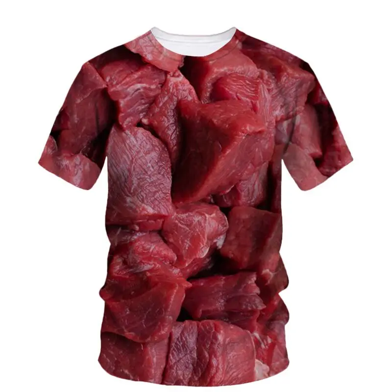 3d Print Beef Meat Graphic T Shirt Men Fashion Summer Oversizled T-Shirt Personality Street Casual Tops Tees Y2k Unisex Clothes