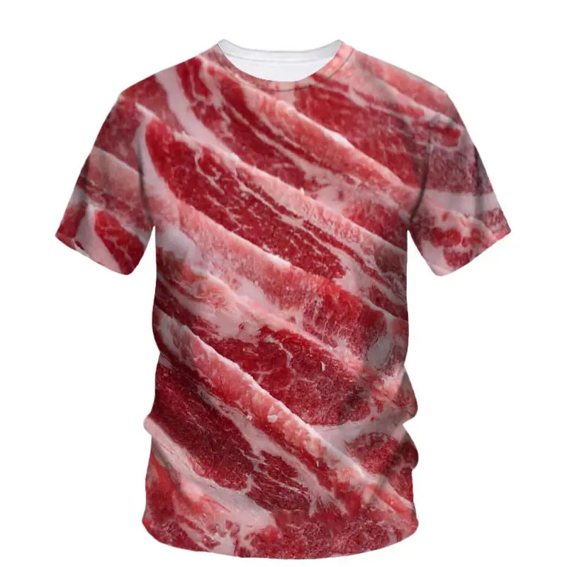 3d Print Beef Meat Graphic T Shirt Men Fashion Summer Oversizled T-Shirt Personality Street Casual Tops Tees Y2k Unisex Clothes