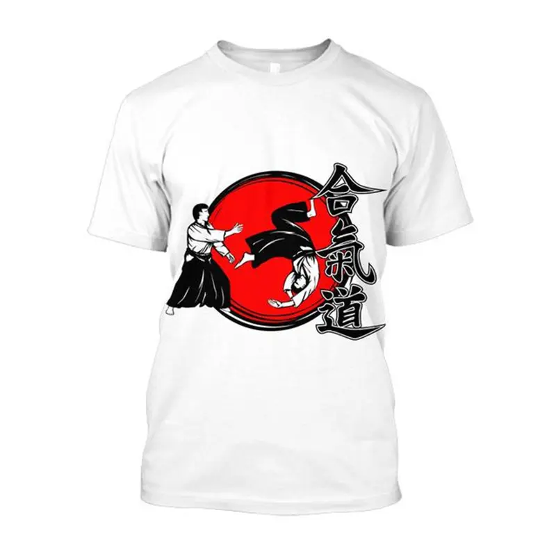 3D Print Aikido Japan Wushu Printed Graphic Harajuku Style Y2k Man T-shirt Sport Fitness Top Casual Fashion Oversize GYM T Shirt