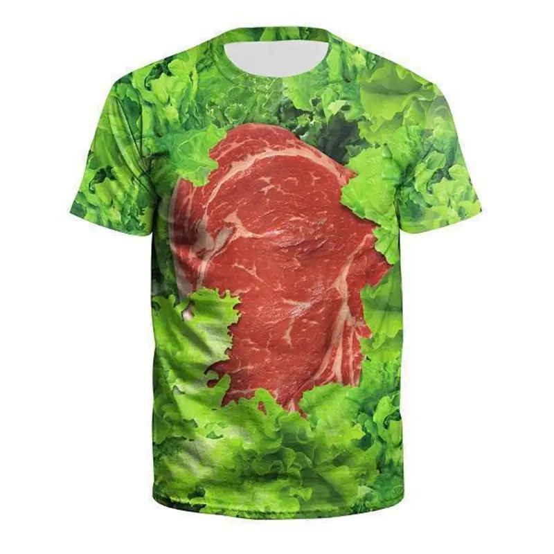Hot Selling Steak Meat Graphic 3d Print T Shirts Unisex Harajuku Casual Short Sleeve T-shirt Top Summer Man Women Y2K Clothing