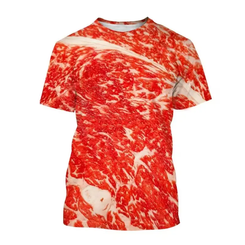 Hot Selling Steak Meat Graphic 3d Print T Shirts Unisex Harajuku Casual Short Sleeve T-shirt Top Summer Man Women Y2K Clothing
