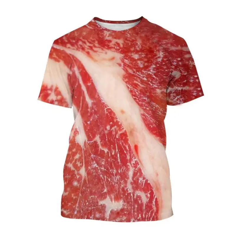 Hot Selling Steak Meat Graphic 3d Print T Shirts Unisex Harajuku Casual Short Sleeve T-shirt Top Summer Man Women Y2K Clothing