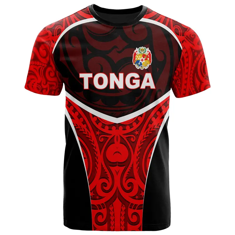 Tonga Flag Graphic 3D Printed T Shirt For Men Women Polynesia Style Tonga Emblem Unisex Clothes Fashion Short Sleeve Y2K T-Shirt