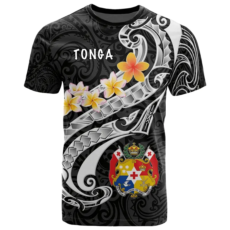 Tonga Flag Graphic 3D Printed T Shirt For Men Women Polynesia Style Tonga Emblem Unisex Clothes Fashion Short Sleeve Y2K T-Shirt