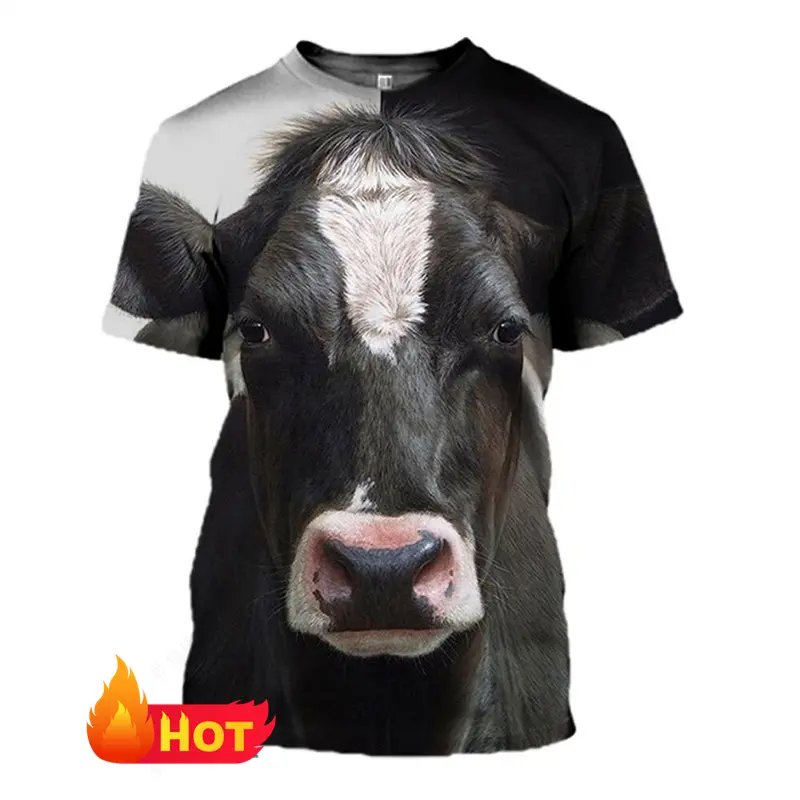 Funny Animal Cow Gaphic T Shirt 3d Print Men Tops New Design T-shirt Men's Clothing Short Sleeves O-neck T Shirt Outdoor Tees