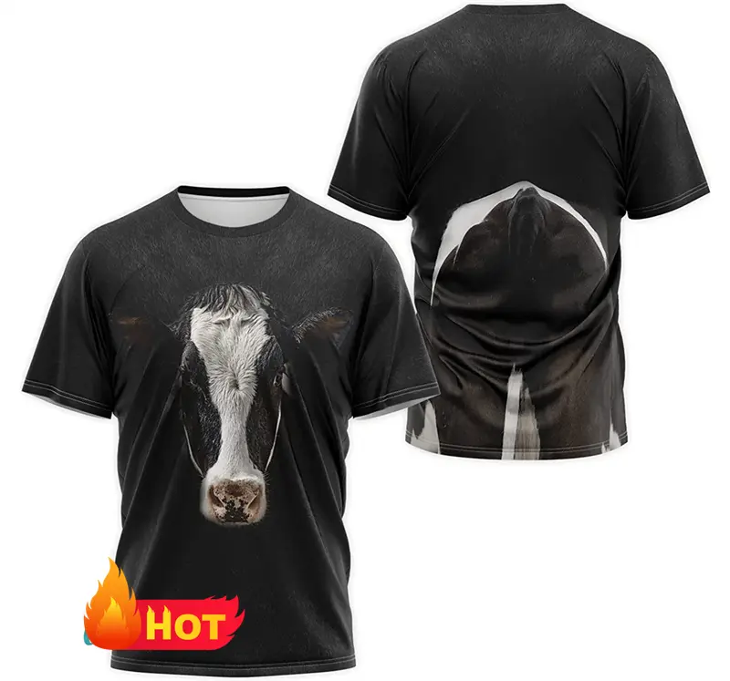 Funny Animal Cow Gaphic T Shirt 3d Print Men Tops New Design T-shirt Men's Clothing Short Sleeves O-neck T Shirt Outdoor Tees