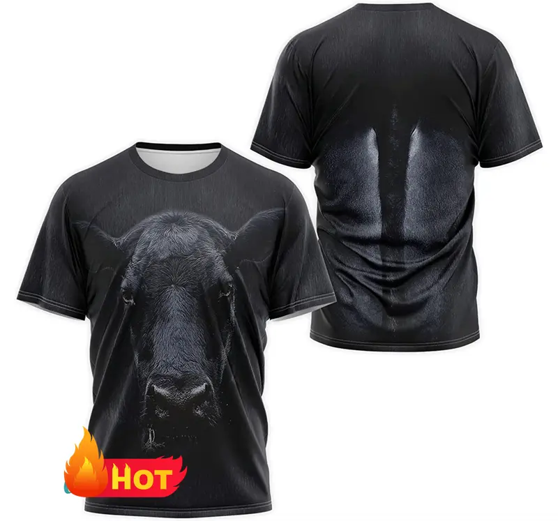 Funny Animal Cow Gaphic T Shirt 3d Print Men Tops New Design T-shirt Men's Clothing Short Sleeves O-neck T Shirt Outdoor Tees