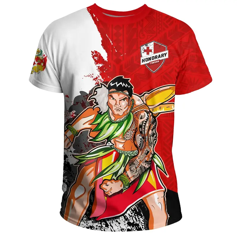 Tonga Flag Graphic 3D Printed T Shirt For Men Women Polynesia Style Tonga Emblem Unisex Clothes Fashion Short Sleeve Y2K T-Shirt