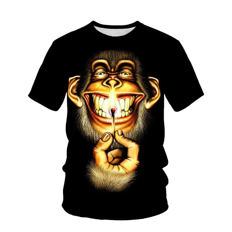 Funny Animal Monkey 3D Graphic Tee Shirt Y2k Clothes Men Summer Harajuku Style Tshirts Kids Casual O Neck Short Sleeve Tees Tops