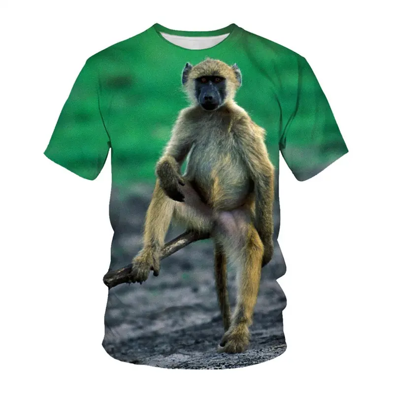 Funny Animal Monkey 3D Graphic Tee Shirt Y2k Clothes Men Summer Harajuku Style Tshirts Kids Casual O Neck Short Sleeve Tees Tops