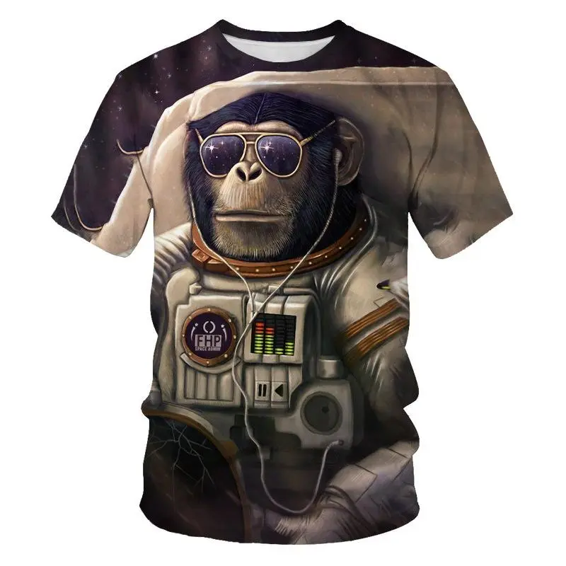 Funny Animal Monkey 3D Graphic Tee Shirt Y2k Clothes Men Summer Harajuku Style Tshirts Kids Casual O Neck Short Sleeve Tees Tops