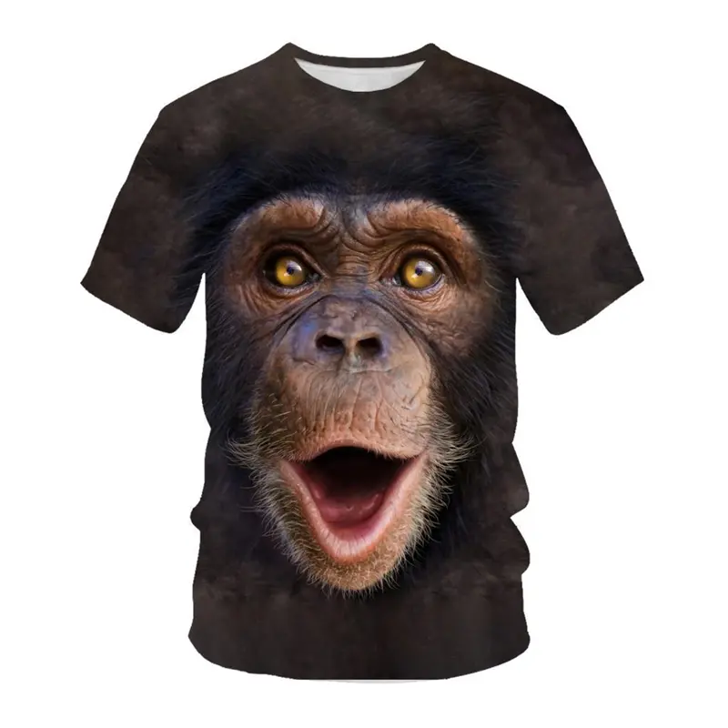 Funny Animal Monkey 3D Graphic Tee Shirt Y2k Clothes Men Summer Harajuku Style Tshirts Kids Casual O Neck Short Sleeve Tees Tops