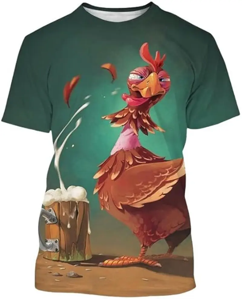 Fancy Rooster 3D Printed Men'S Casual Short-Sleeved T-Shirt Summer Funny Animal Tshirts Woman Kid Harajuku O-neck Round Tee Tops
