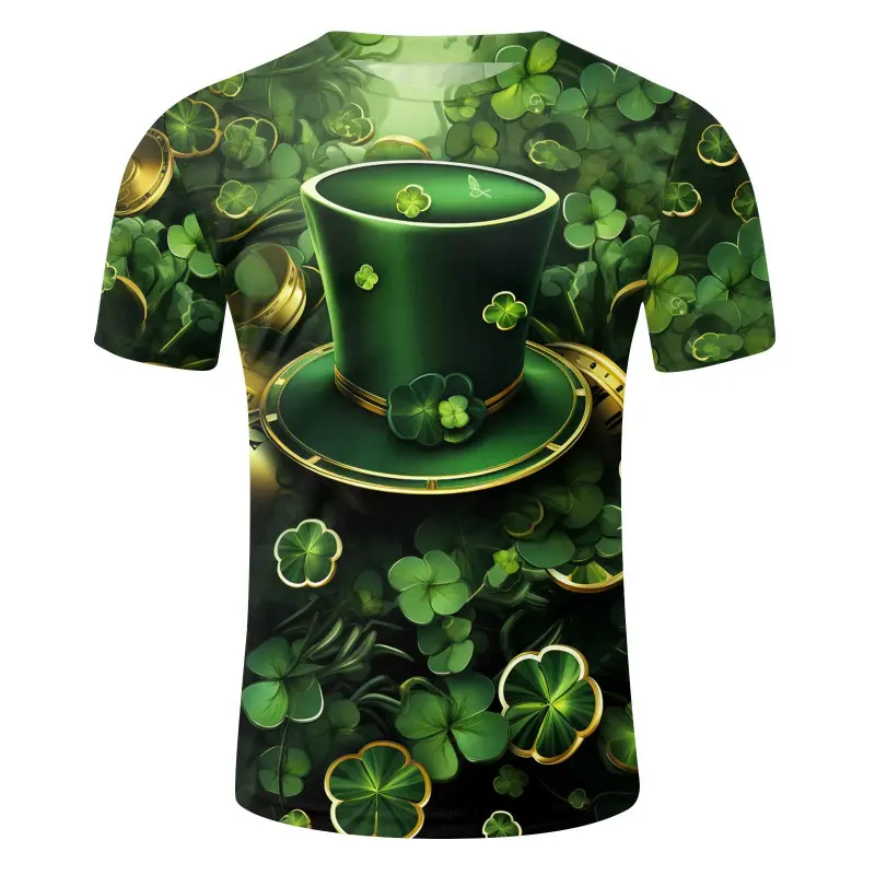 3D Print Saint Patrick T Shirt Kids Men Tops Tee Green Clover Pattern T-Shirt For Men Women Shirt Fashion T Shirt Men Clothing