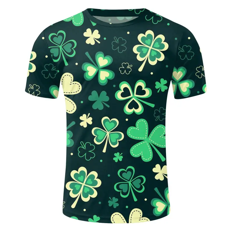 3D Print Saint Patrick T Shirt Kids Men Tops Tee Green Clover Pattern T-Shirt For Men Women Shirt Fashion T Shirt Men Clothing