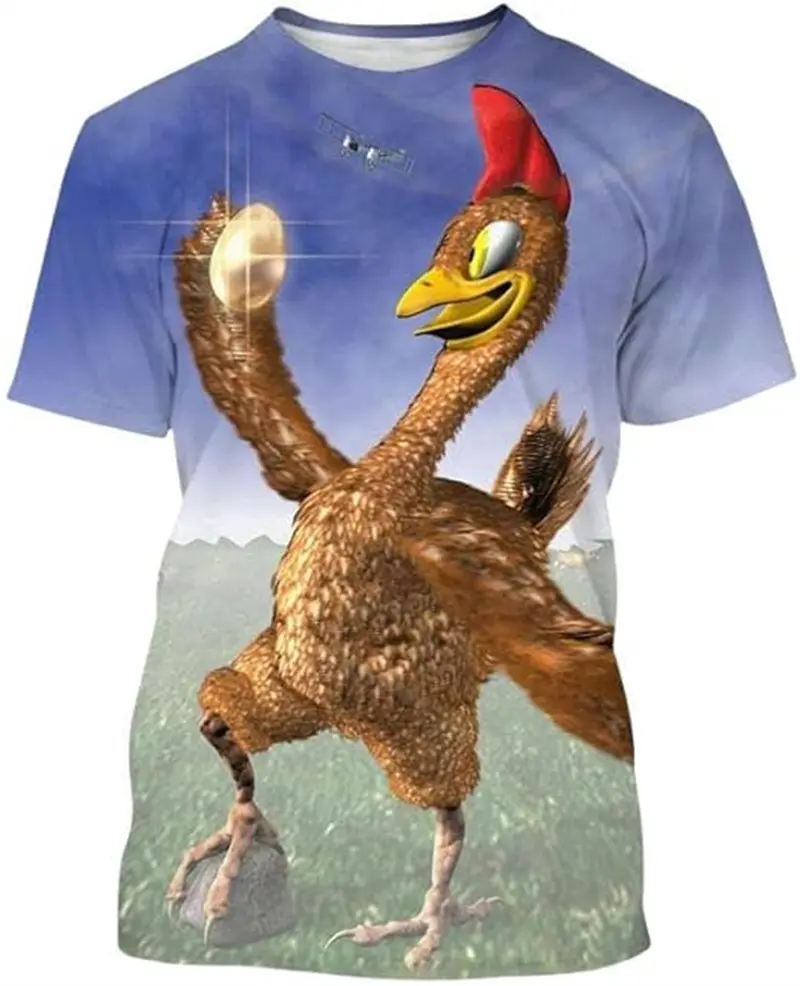 Fancy Rooster 3D Printed Men'S Casual Short-Sleeved T-Shirt Summer Funny Animal Tshirts Woman Kid Harajuku O-neck Round Tee Tops