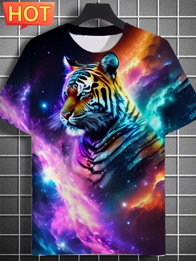 Lion Graphic T Shirt 3D Printed T-Shirt Man Designer Clothes Short Sleeve Tops Fashion Crew Neck Men's T-Shirt Harajuku Clothing