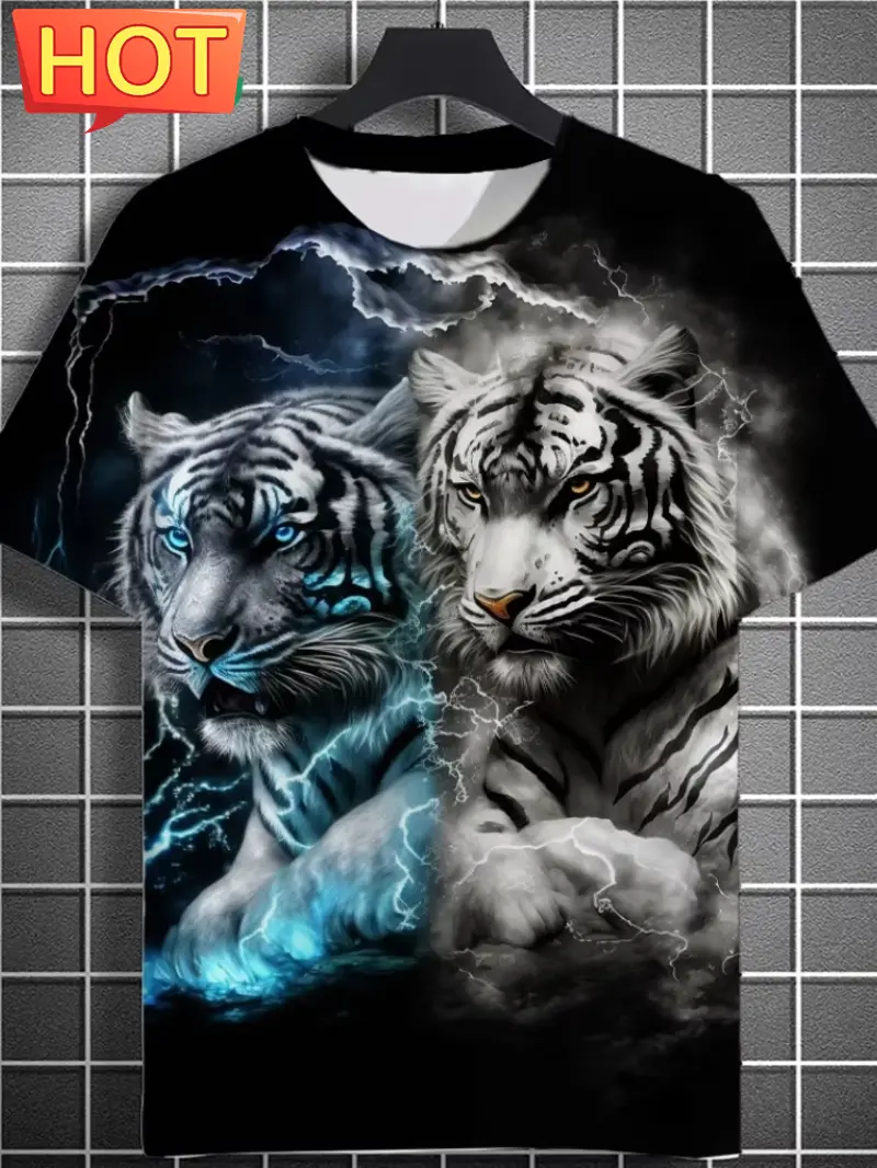 Lion Graphic T Shirt 3D Printed T-Shirt Man Designer Clothes Short Sleeve Tops Fashion Crew Neck Men's T-Shirt Harajuku Clothing
