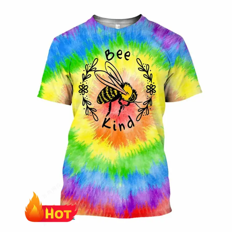 Summer New Casual Bee Pattern Men 3D Printed T-shirt Street Hip Hop Personalized Round Neck Harajuku Short Sleeve Unisex T Shirt