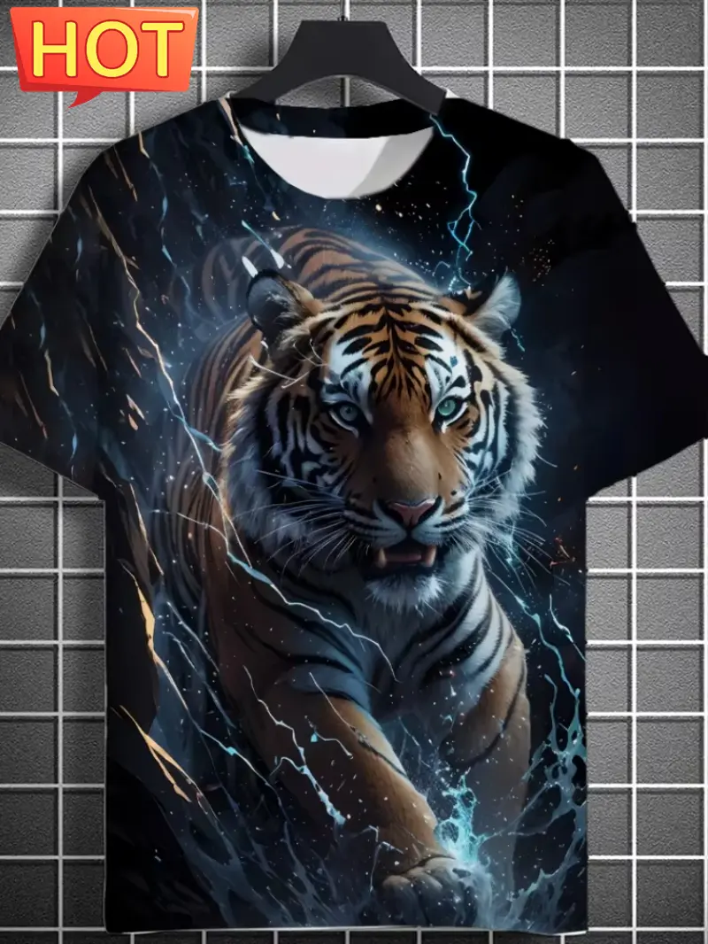Lion Graphic T Shirt 3D Printed T-Shirt Man Designer Clothes Short Sleeve Tops Fashion Crew Neck Men's T-Shirt Harajuku Clothing