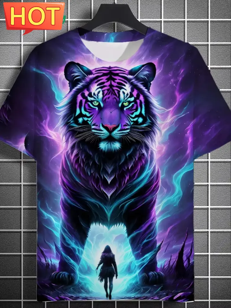 Lion Graphic T Shirt 3D Printed T-Shirt Man Designer Clothes Short Sleeve Tops Fashion Crew Neck Men's T-Shirt Harajuku Clothing