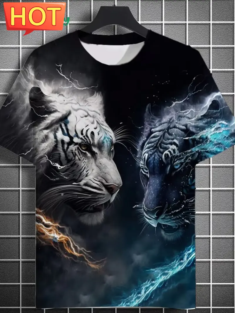 Lion Graphic T Shirt 3D Printed T-Shirt Man Designer Clothes Short Sleeve Tops Fashion Crew Neck Men's T-Shirt Harajuku Clothing