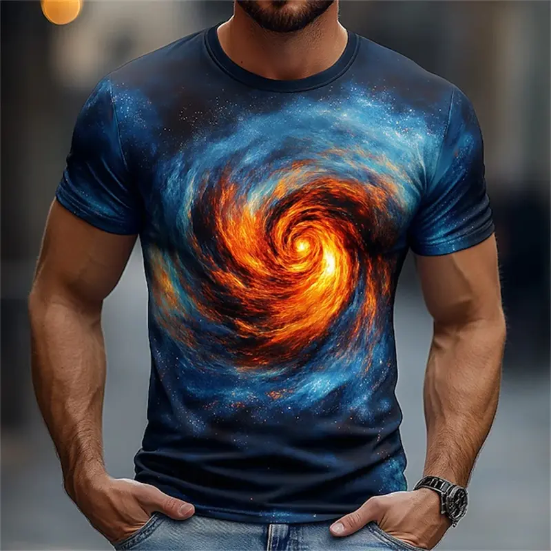 Funny Optical Illusion Graphic T Shirt For Men 3d Printed Vortex Ocean T-shirt Y2k Tops Harajuku Fashion Street Unisex Clothing