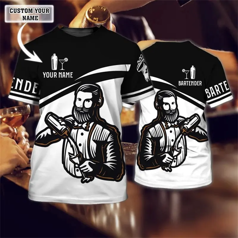 Custom Name 3D Print Bartender Beer Graphic T Shirt Men Cosplay Summer Harajuku Unisex Streetwear Short Sleeves Funny T-Shirts
