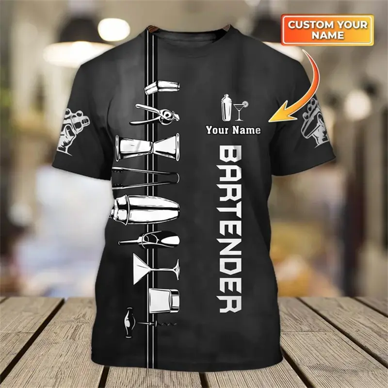 Custom Name 3D Print Bartender Beer Graphic T Shirt Men Cosplay Summer Harajuku Unisex Streetwear Short Sleeves Funny T-Shirts