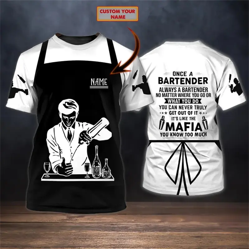Custom Name 3D Print Bartender Beer Graphic T Shirt Men Cosplay Summer Harajuku Unisex Streetwear Short Sleeves Funny T-Shirts