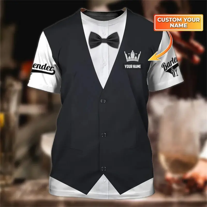Custom Name 3D Print Bartender Beer Graphic T Shirt Men Cosplay Summer Harajuku Unisex Streetwear Short Sleeves Funny T-Shirts