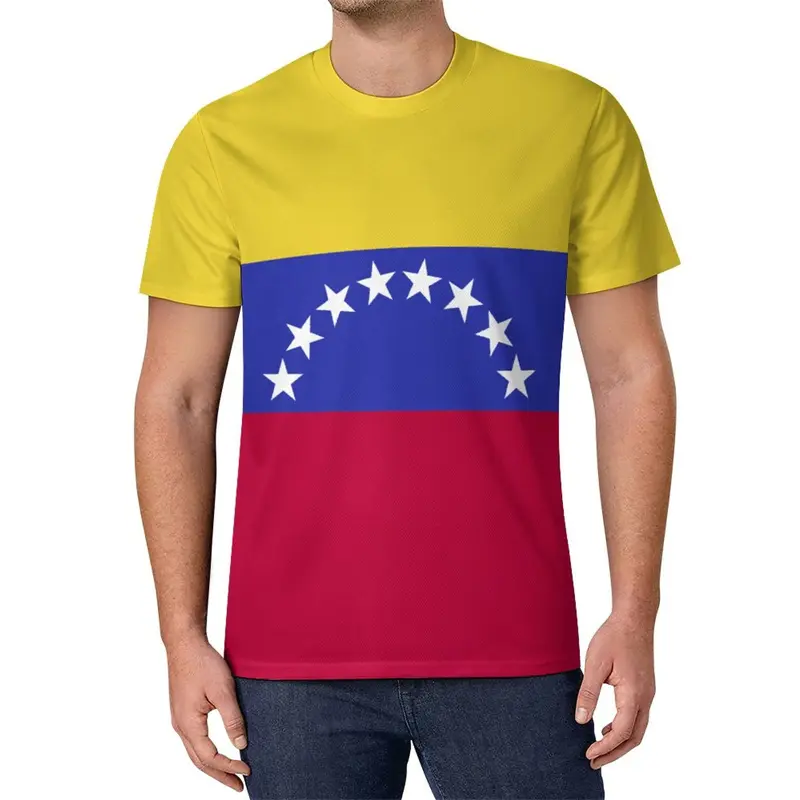 Men's 3D Venezuela Printed T-shirt Summer Fashion Casual Outdoor Sports Fitness Round Neck Short Sleeved Men's Clothing Flag Top