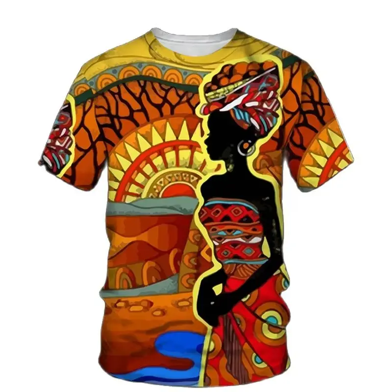 Retro Men T-shirts African Ethnic Style 3D Printed Unisex Tops Summer Crew Neck Short Sleeve T Shirt Men Women Tees Top Clothing
