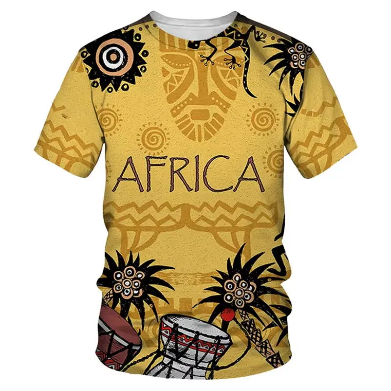 Retro Men T-shirts African Ethnic Style 3D Printed Unisex Tops Summer Crew Neck Short Sleeve T Shirt Men Women Tees Top Clothing