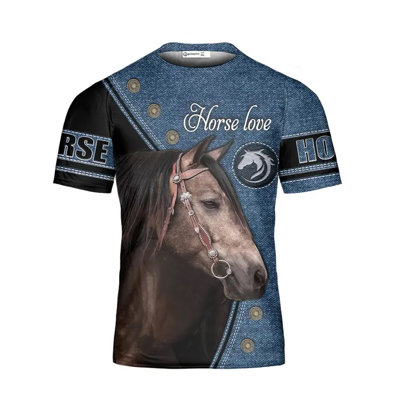 3D Printed Horse Graphic T-shirt Men's Short Sleeve Y2k Clothes Summer Fashion Top Design Comfortable Shirt Polyester Tee Tops
