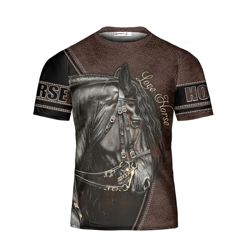 3D Printed Horse Graphic T-shirt Men's Short Sleeve Y2k Clothes Summer Fashion Top Design Comfortable Shirt Polyester Tee Tops