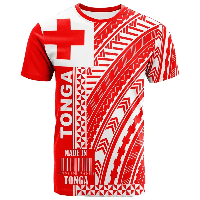 3D Print Tonga Flag T Shirt Harajuku Men Women Fashion The Kingdom Of Tonga Emblem Crew Neck Graphic T-shirts Mens Clothing Tops