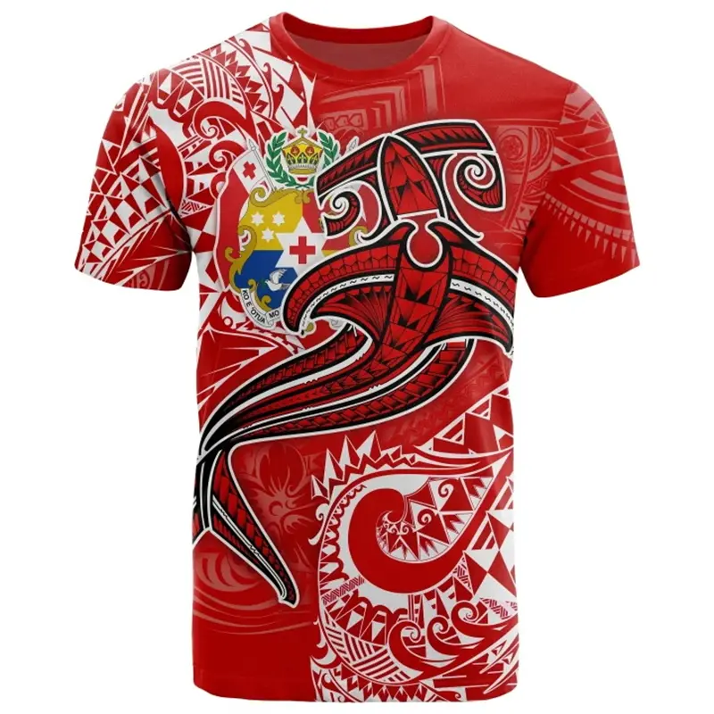3D Print Tonga Flag T Shirt Harajuku Men Women Fashion The Kingdom Of Tonga Emblem Crew Neck Graphic T-shirts Mens Clothing Tops