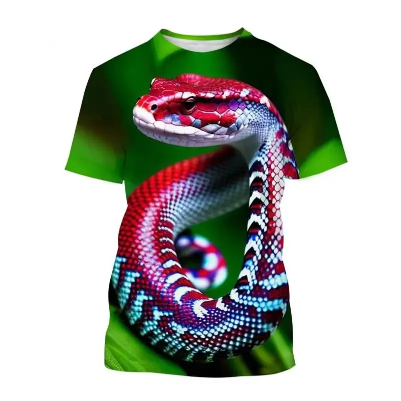 Summer 3D Printed Snake Animal Graphic T-Shirts Men Women Casual Fashion Streetwear Oversized Short Sleeve O Neck Kids T Shirts