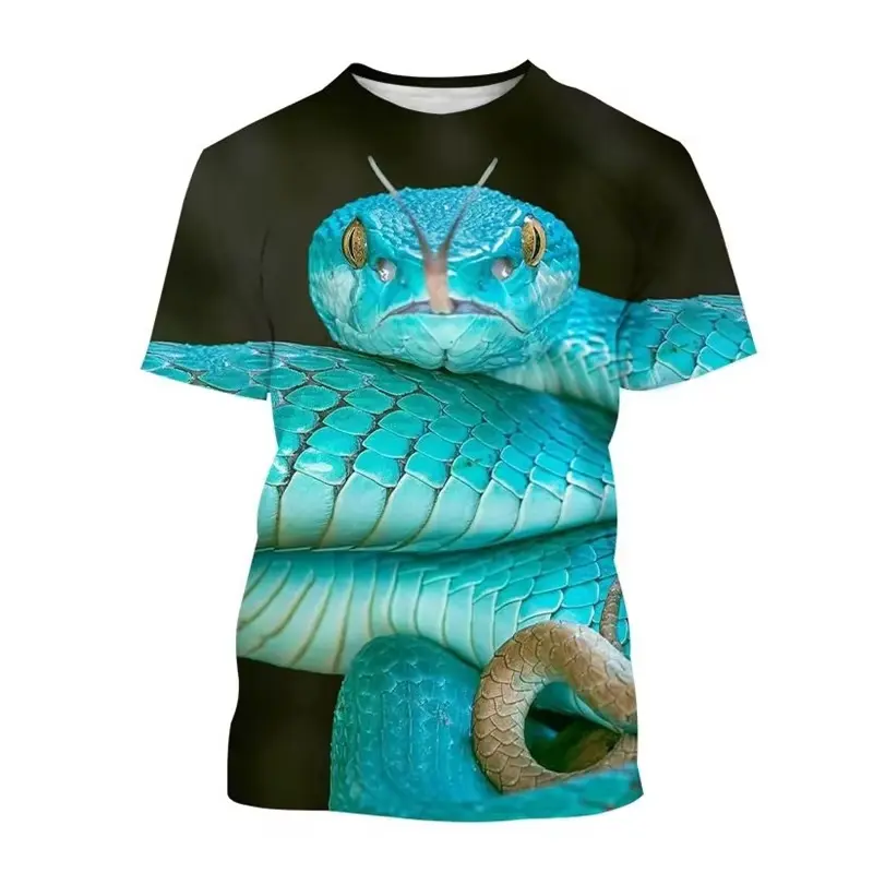 Summer 3D Printed Snake Animal Graphic T-Shirts Men Women Casual Fashion Streetwear Oversized Short Sleeve O Neck Kids T Shirts