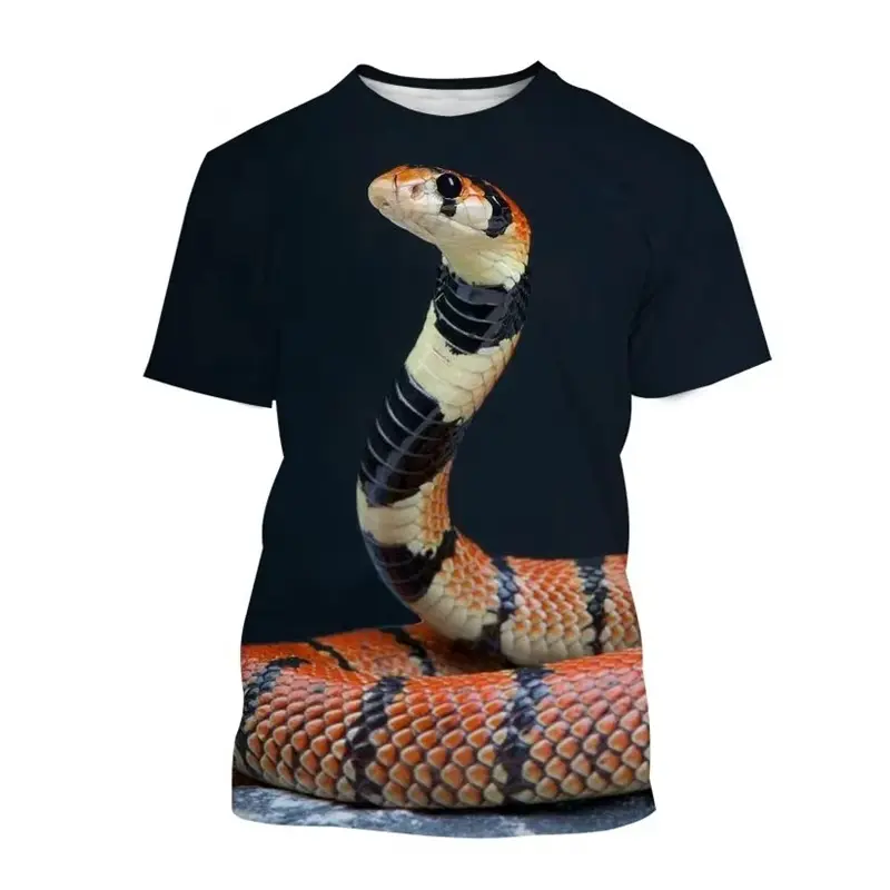 Summer 3D Printed Snake Animal Graphic T-Shirts Men Women Casual Fashion Streetwear Oversized Short Sleeve O Neck Kids T Shirts