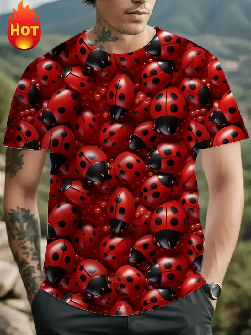 Cute Animal Ladybird Women's T Shirt 3D Printed New In Short Sleeve Casual T-Shirt Streetwear Plus Size Tee Shirt Top For Men