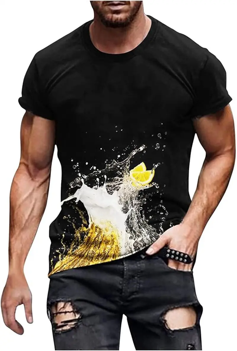 New Funny Design Beer Graphic T Shirts Men Women 3D Printing Fashion Streetwear Short Sleeve T Shirt Men's Round Neck Y2K Tops 