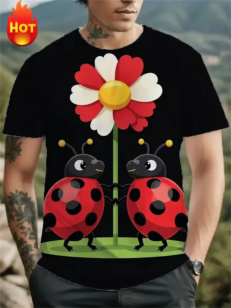 Cute Animal Ladybird Women's T Shirt 3D Printed New In Short Sleeve Casual T-Shirt Streetwear Plus Size Tee Shirt Top For Men