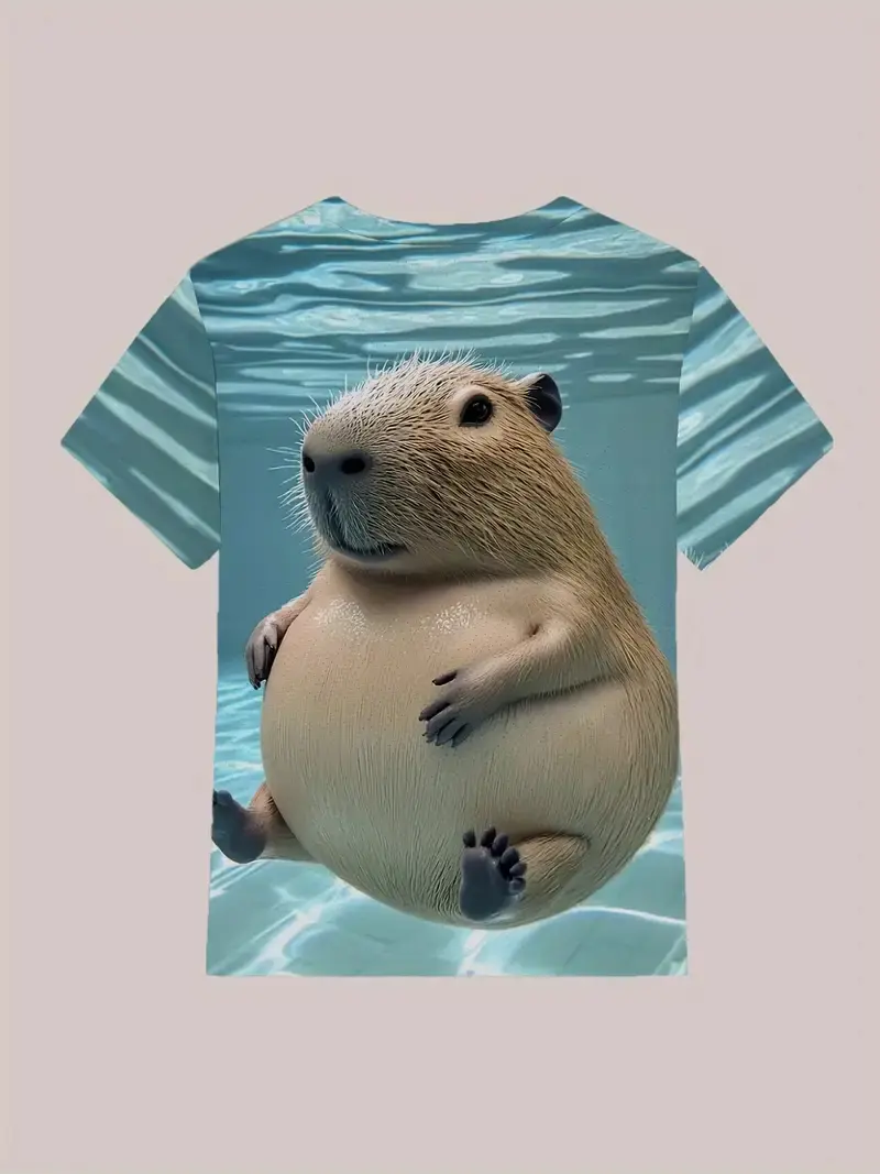 Funny Capybara Graphic 3D Printed T Shirt For Men Women Cartoon Animal Short Sleeve T-Shirts Summer Casual Loose Y2k Boys Tees