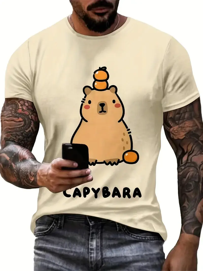 Funny Capybara Graphic 3D Printed T Shirt For Men Women Cartoon Animal Short Sleeve T-Shirts Summer Casual Loose Y2k Boys Tees